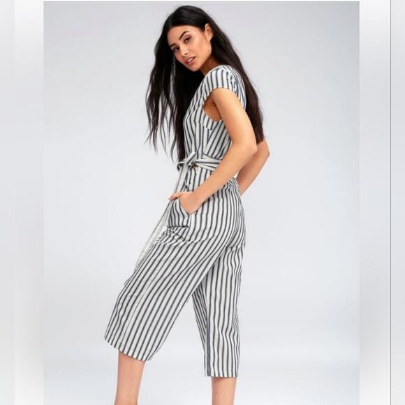 Lulus Jetset to Go Striped Jumpsuit Size Small - Picture 4 of 13